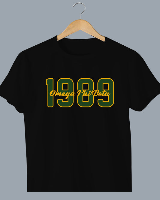 OPB 1989 Loose T-Shirt - Green Numbers - Gold Border - Gold Letters