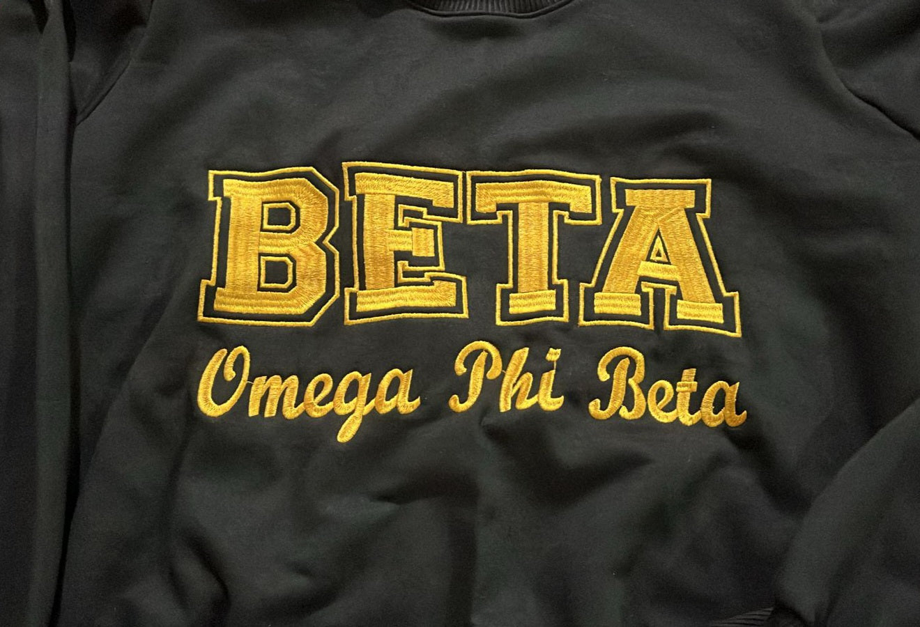 OPB Black Embroidered BETA Crewneck