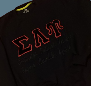 SLU Black Crewneck with Felt Letters and Embroidery