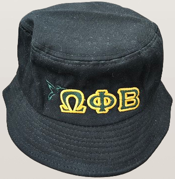OPB Embroidered Black Bucket Hat (Green Letters - Gold Border - Green Hummingbird)