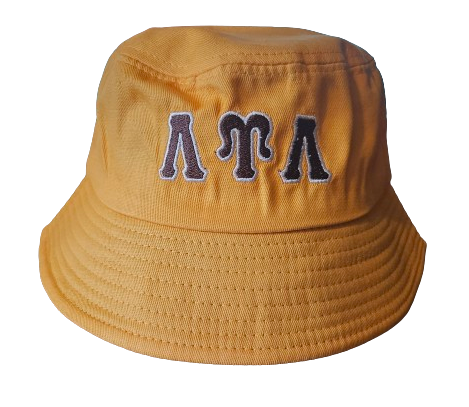 LUL T-Man Bucket Hat - Brown Letters - Gold Border - Embroidered