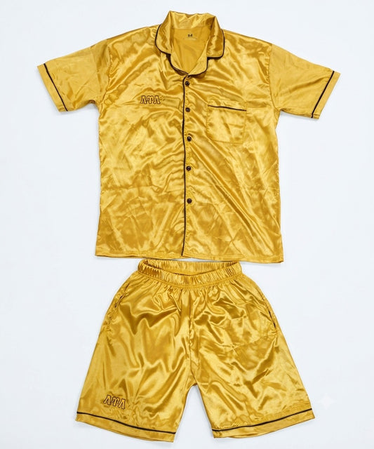 LUL Embroidered Gold Pajama Set