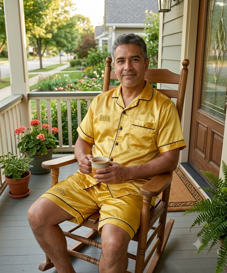 LUL Embroidered Gold Pajama Set