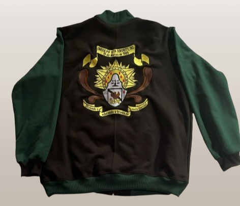 OPB Black Fleece Jacket with Green Sleeves - Fully Embroidered