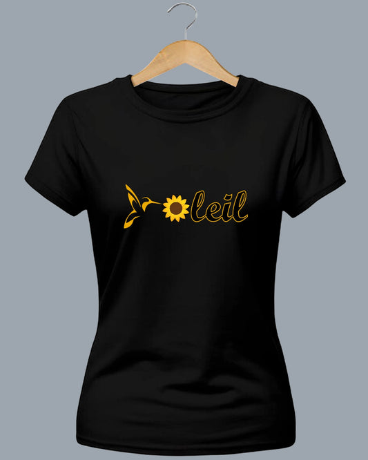 OPB SOLEIL (Fitted T-Shirt) - Gold Hummingbird - Black Letters (Embroidered)