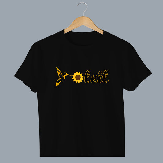 OPB SOLEIL (Loose T-Shirt) - Gold Hummingbird - Black Letters (Embroidered)