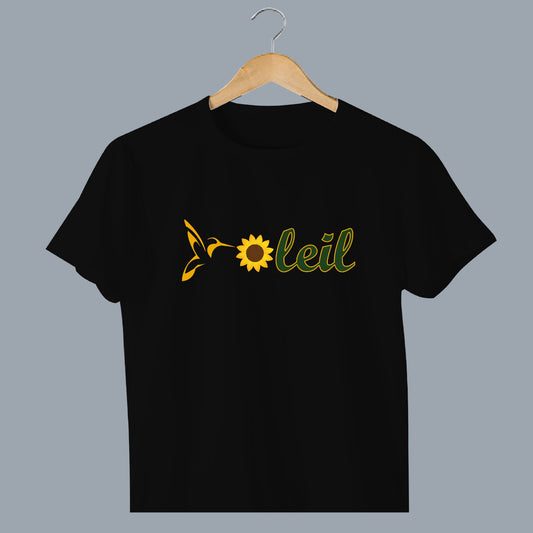 OPB SOLEIL (Loose T-Shirt) - Gold Hummingbird - Green Letters (Embroidered)