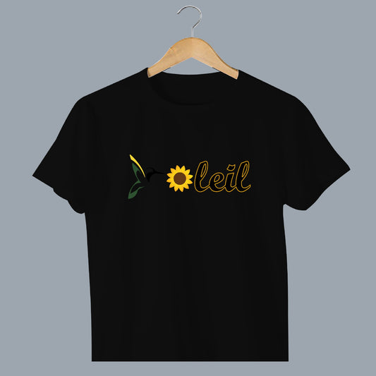 OPB SOLEIL (Loose T-Shirt) - Multi Color Hummingbird - Black Letters (Embroidered)