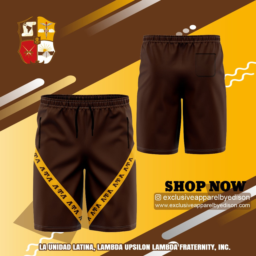 LUL Swimming Trunks (Brown with Golden Diagonal LULs)