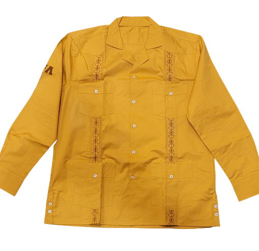 Brown on Gold Guayabera