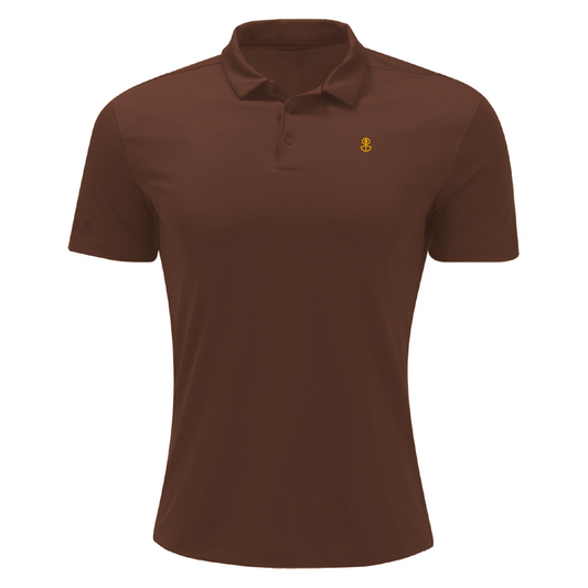 Brown LUL Golf Shirt - Embroidered Logos (Monochromatic sleeve and neck)