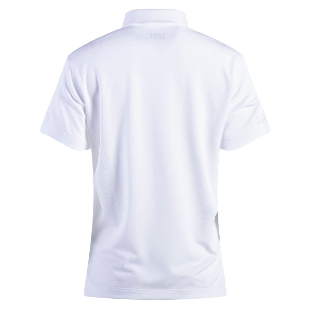 White LUL Golf Shirt - Embroidered Logos (Monochromatic sleeve and neck)