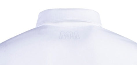 White LUL Golf Shirt - Embroidered Logos (Monochromatic neck)
