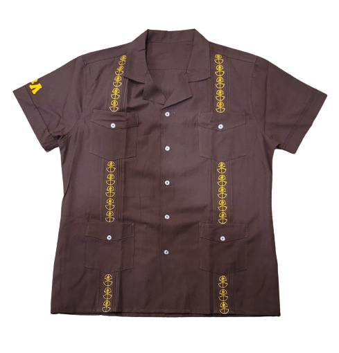 Gold on Brown Guayabera