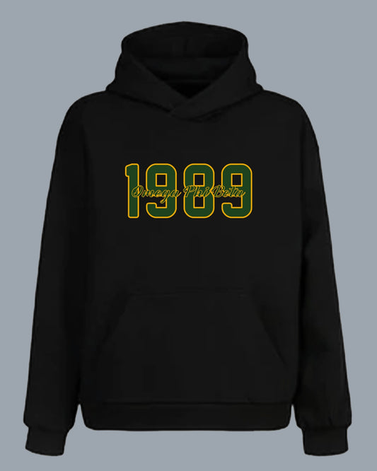 OPB 1989 Hoodie Green Numbers and Letters With Gold Border