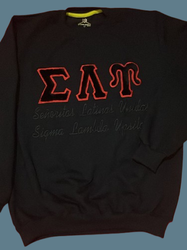 SLU Black Crewneck with Felt Letters and Embroidery