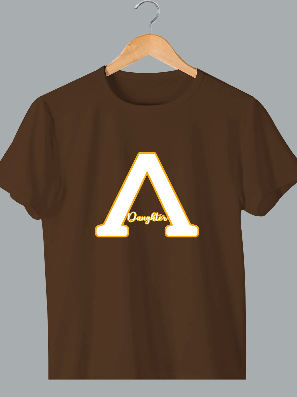 Lambda Daughter T-Shirt - White on Brown