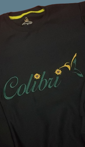 OPB Black Embroidered Colibri Crewneck