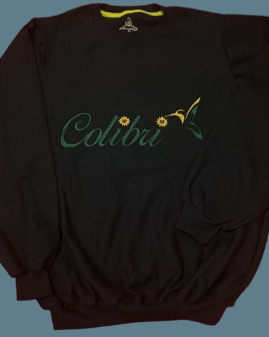 OPB Black Embroidered Colibri Crewneck