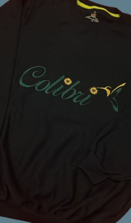 OPB Black Embroidered Colibri Crewneck