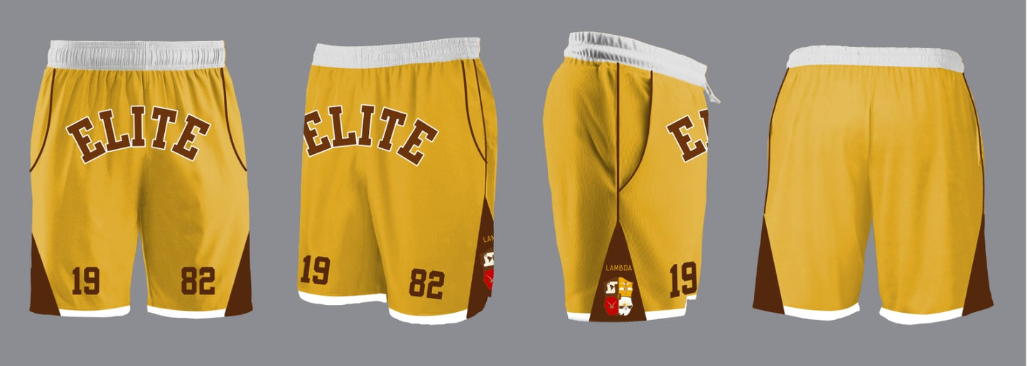 Elite Gold and Brown Basketball Shorts