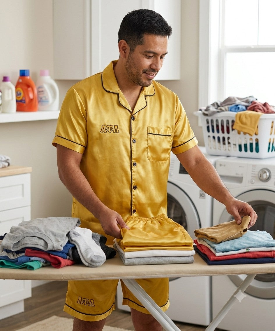 LUL Embroidered Gold Pajama Set