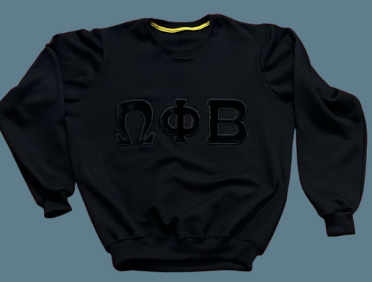 OPB Black Monochromatic Felt Crewneck