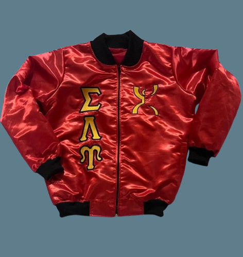 SLU Red Satin Baseball Jacket (Fully Embroidered)