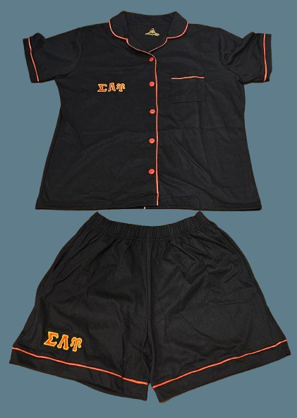 SLU Black Pajama with Greek Letters