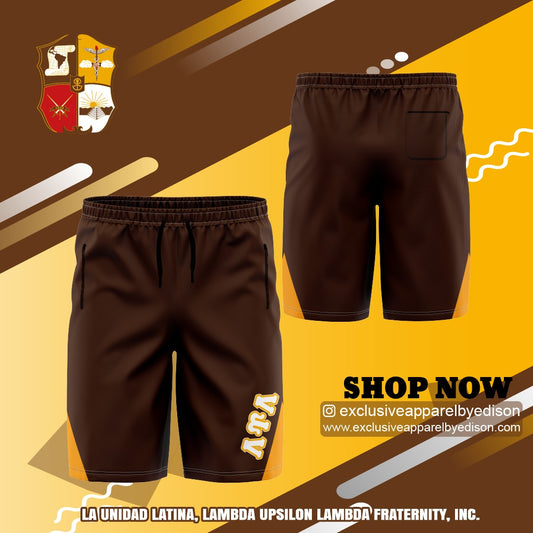 LUL Swimming Trunks (Brown with Gold Corners and LUL)