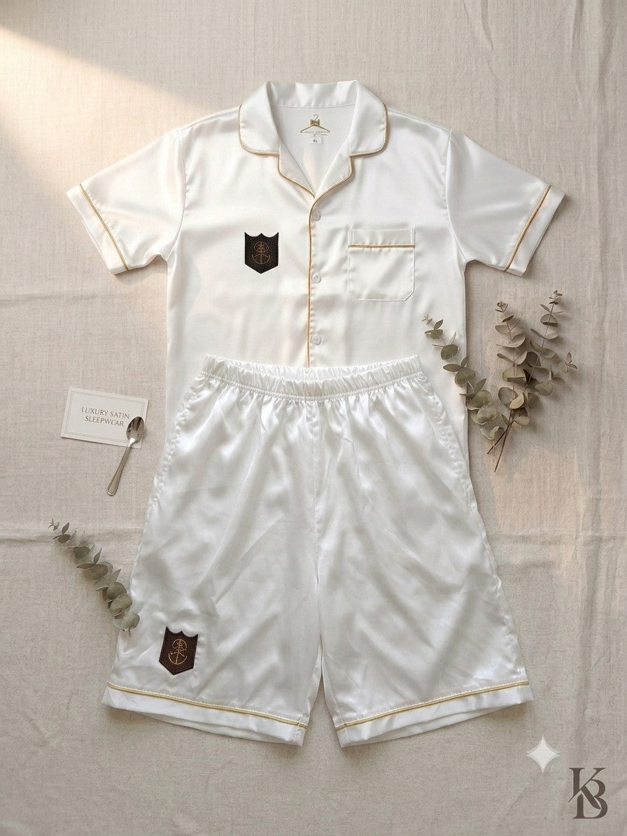 LUL Embroidered White Pajama Set