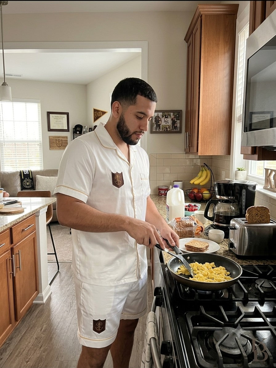LUL Embroidered White Pajama Set
