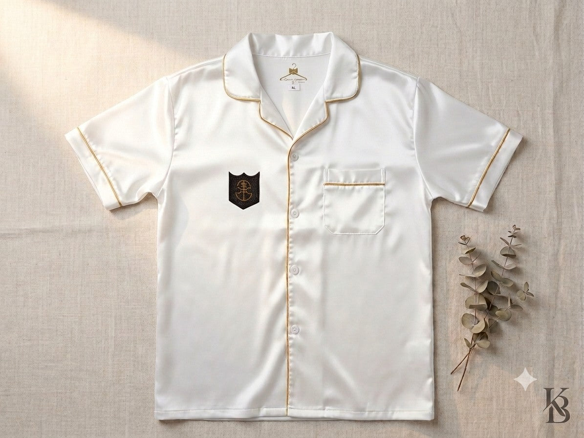 LUL Embroidered White Pajama Set