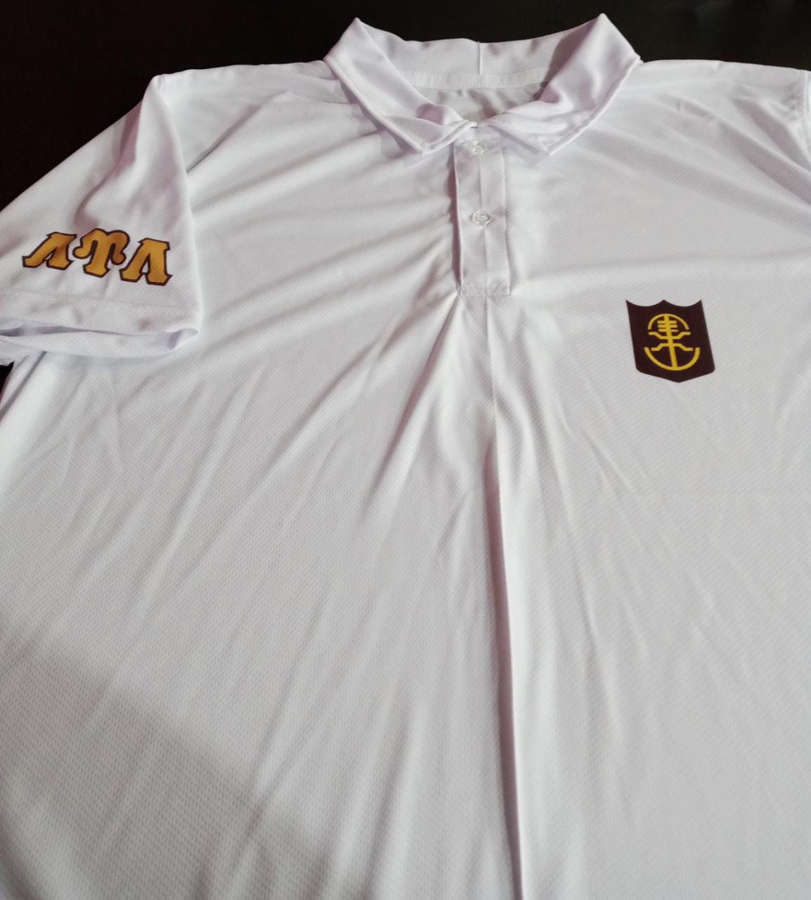 White LUL Golf Shirt - Sublimated Logos