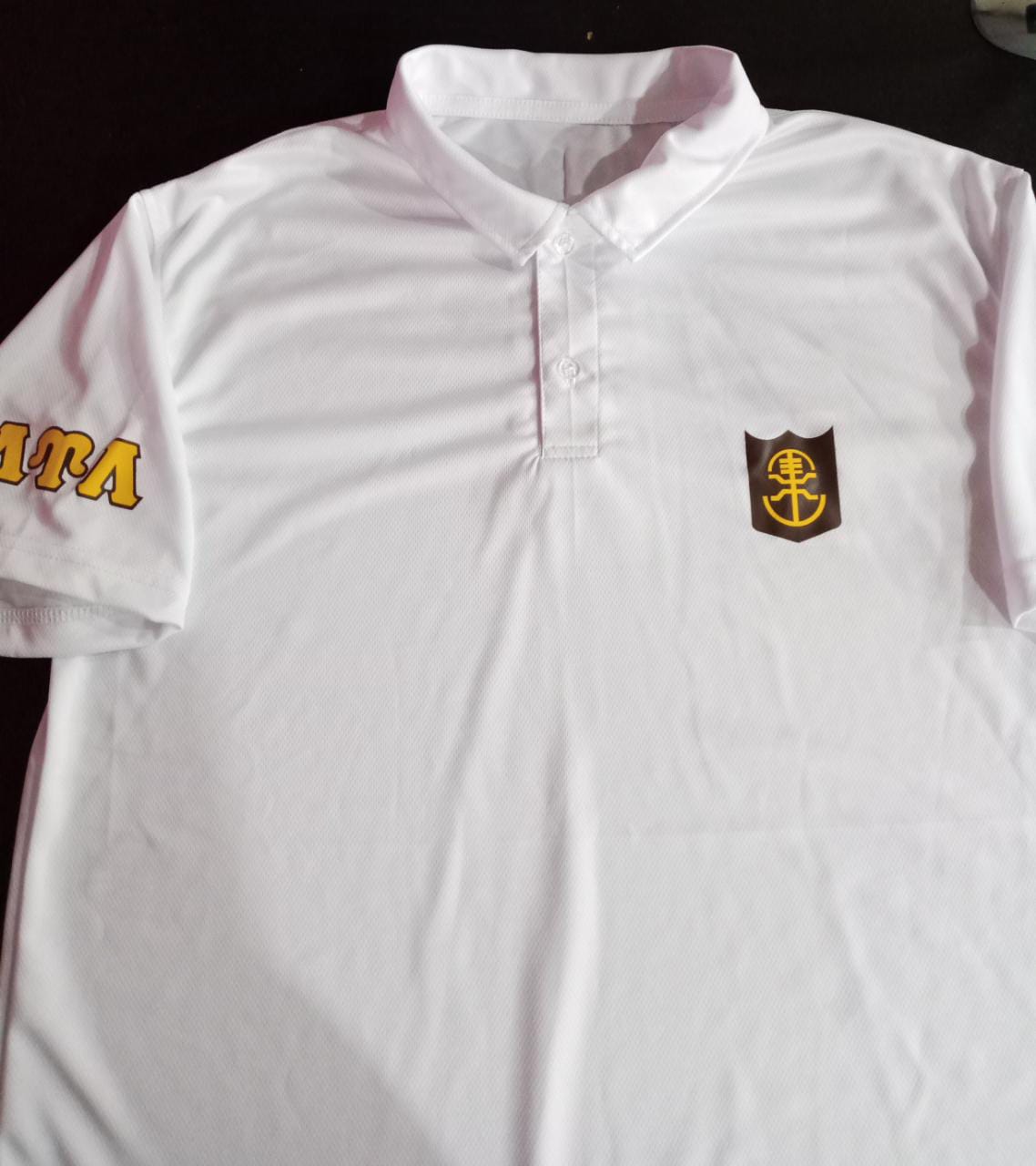 White LUL Golf Shirt - Vinyl Logos