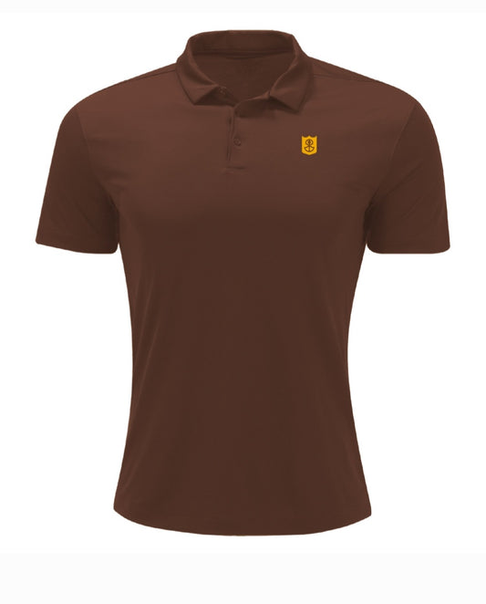 Brown LUL Golf Shirt - Embroidered Logos (Monochromatic neck)