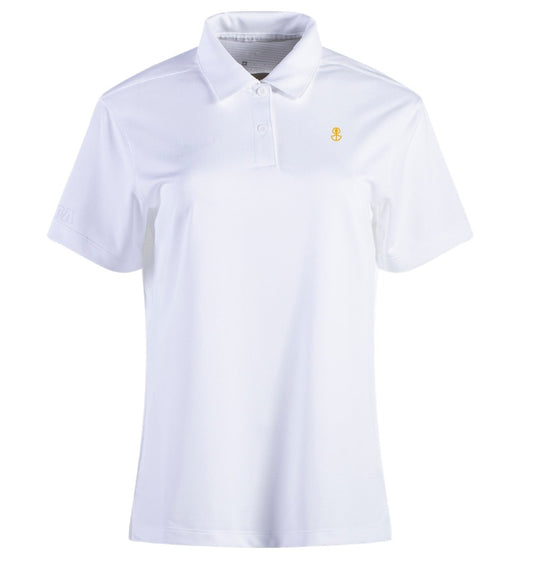 White LUL Golf Shirt - Embroidered Logos (Monochromatic sleeve and neck)