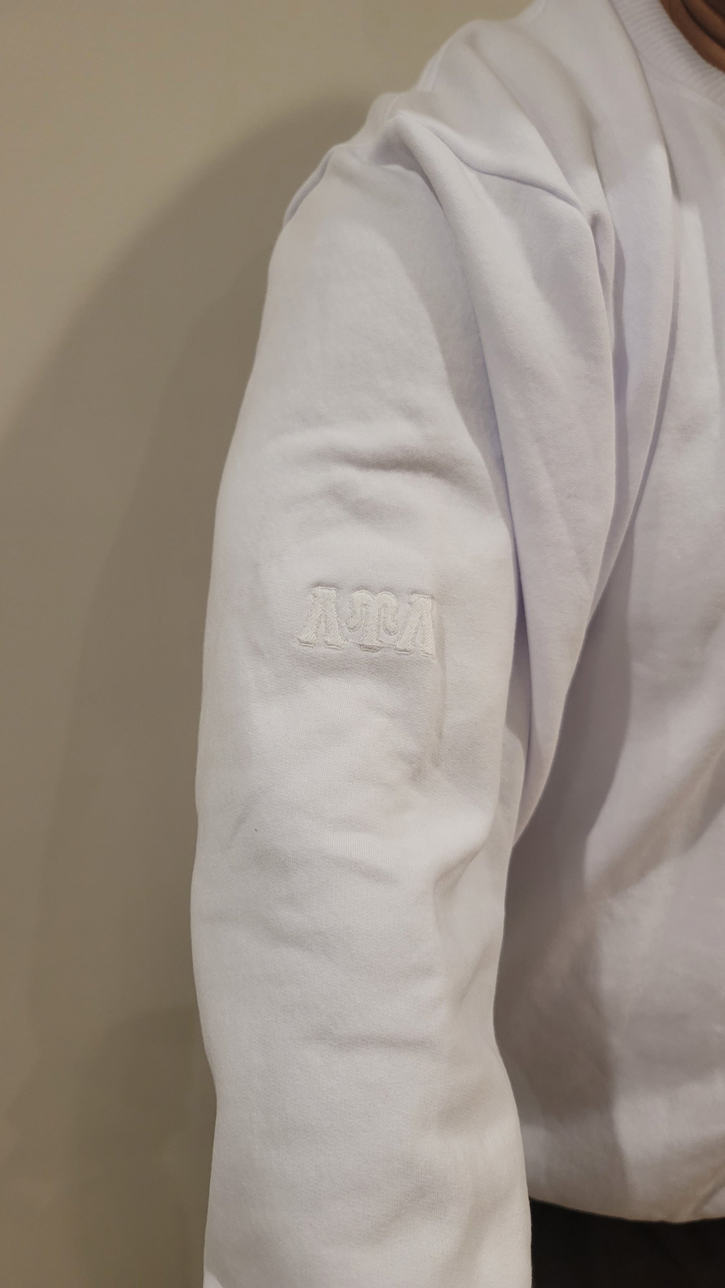 White LUL Fleece Button Sweatshirt Monochromatic Combo