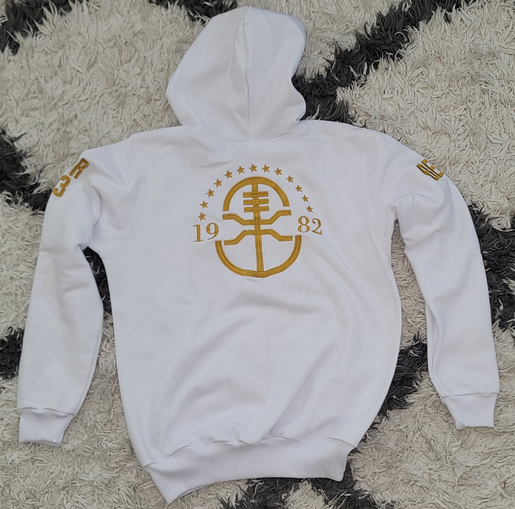 Embroidered white hoodie hot sale