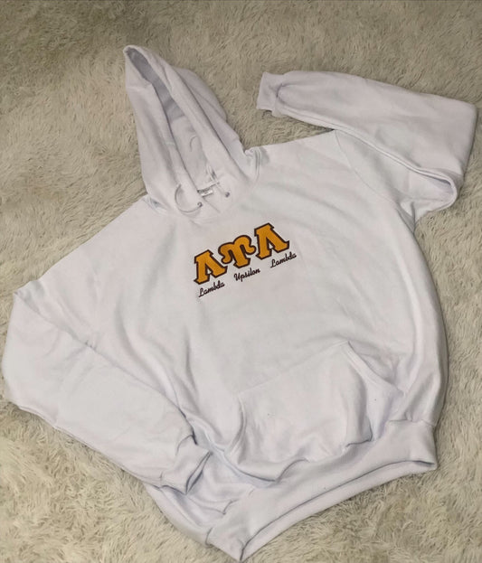 White Hoodie Fully Embroidered